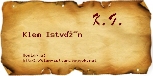 Klem István névjegykártya